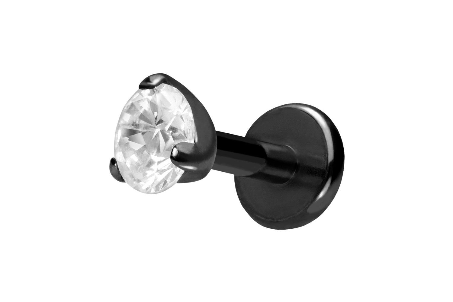 Titan Labret Piercing mit Push Fit EINGEFASSTER KRISTALL